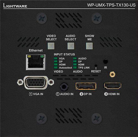 Lightware WP-UMX-TPS-TX130-US Black UMX Series TPS (HDBaseTTM) Wallplate for VGA and HDMI - 91540009 - Creation Networks