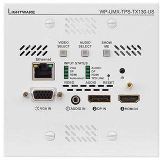 Lightware WP-UMX-TPS-TX130-US White UMX Series TPS (HDBaseTTM) Wallplate for VGA and HDMI - 91540040 - Creation Networks