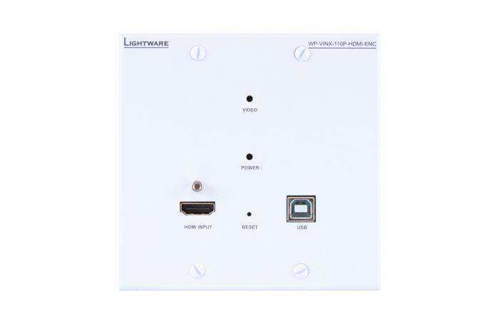 Lightware WP-VINX-110P-HDMI-ENC Wallplate AV Over IP Scaling Multimedia Extender with USB K+M and PoE support (Black) - 91810023 - Creation Networks