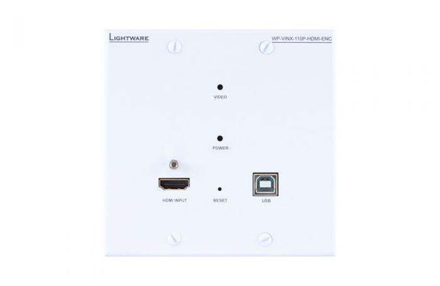 Lightware WP-VINX-110P-HDMI-ENC Wallplate AV Over IP Scaling Multimedia Extender with USB K+M and PoE support (White) - 91810024 - Creation Networks