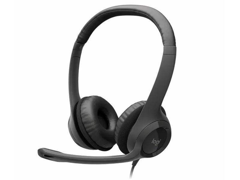 Logitech Padded H390 USB Headset - Stereo - USB - Wired - 20 Hz - 20 kHz - Over-the-head - Binaural - Circumaural - 8 ft Cable - Noise Cancelling Microphone - Black, Silver - Creation Networks