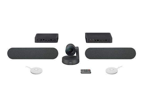Logitech Rally Plus UHD 4K conference Solution including two speakers and two mic pods for Large Rooms (White Mic Pods)- 960-001398 - Creation Networks