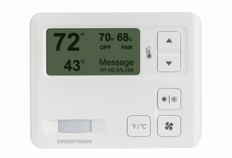 Crestron CHV-TSTAT-FCU-PIR-10-W-T – 0-10V Fan-Coil Thermostat with PIR, White Textured Automation Control Modules Crestron
