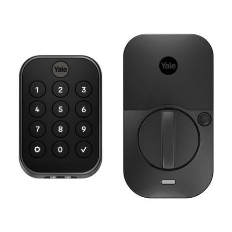 Crestron CLK-YL-YRD634-CR2-BSP – Yale Pro 2 Key Free Push Button Deadbolt, Black Suede Door Hardware Crestron