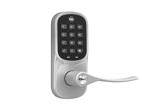 Crestron CLK-YL-YRL216-CR2-619 – Yale Assure Lever Lock Push Button, Satin Nickel Door Hardware Crestron