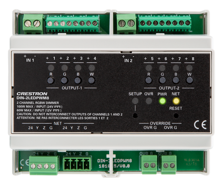 Crestron DIN-2LEDPWM8 – 2-Channel RGBW LED Dimmer, DIN Rail Mount Automation Modules Crestron