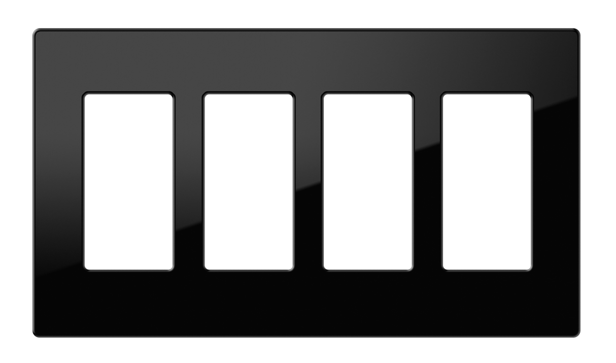 Crestron FP-G4-B-S – Decorator Faceplate, 4-Gang, Black Smooth Wall Boxes Crestron