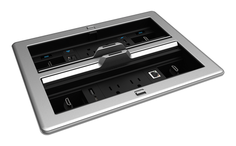 FlipTop FT2 Series Cable Management System, 1400, Electrical, Pass-Through Lid, Alloy Collaboration Furniture Crestron