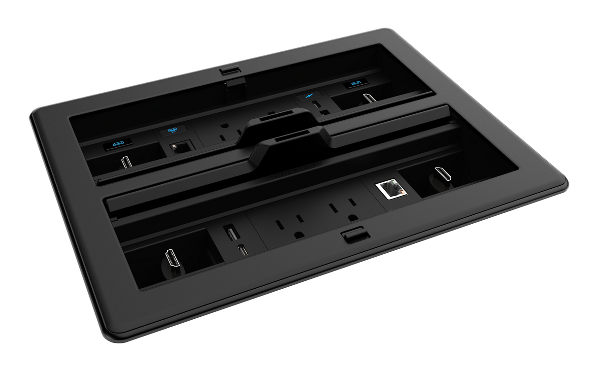 Crestron FT2-1400-ELEC-PTL-B – FlipTop FT2 Cable Management System, 1400 Size, Electrical, Pass-Through Lid, Black Crestron