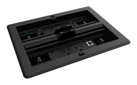 Crestron FT2-1400-ELEC-PTL-B – FlipTop FT2 Cable Management System, 1400 Size, Electrical, Pass-Through Lid, Black Collaboration Furniture Crestron
