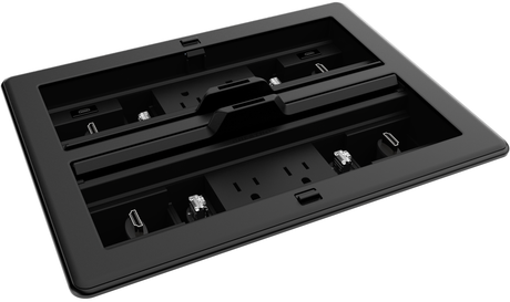 FlipTop FT2 Series Cable Management System, 1400, Mechanical, Pass-Through Lid, Black Collaboration Furniture Crestron