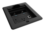 Crestron FT2-500-ELEC-PTL-B – FlipTop FT2 500 Series Table Box, Electrical, Pass-Through Lid, Black Cable Management Crestron