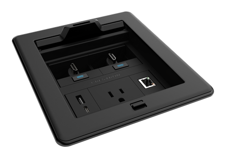 Crestron FT2-500-ELEC-PTL-B – FlipTop FT2 500 Series Table Box, Electrical, Pass-Through Lid, Black Cable Management Crestron