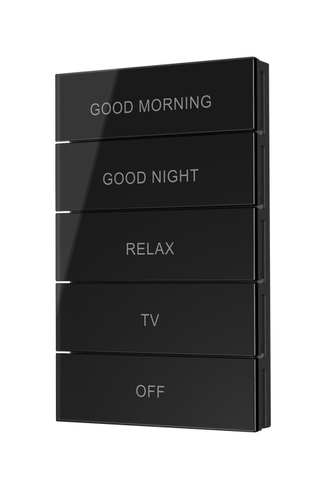 Crestron HZ2-BTNS-1-GLASS-B ENGRAVED – Horizon 2 Button Set Style 1, Glass Black, Custom Engraved Lighting Controls Crestron