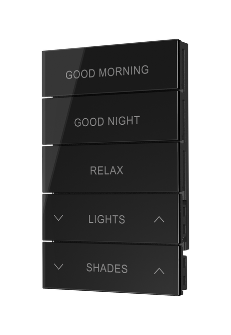 Crestron HZ2-BTNS-4-GLASS-B – Horizon 2 Button Assembly, Style 4, Engraved, Black Glass Lighting Controls Crestron