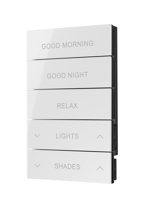 Crestron HZ2-BTNS-4-GLASS-W – Horizon 2 Button Assembly, Style 4, Custom Engraved, White Glass Lighting Controls Crestron