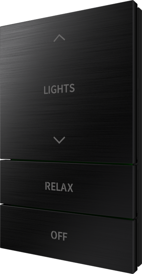 Crestron HZ2-BTNS-5-BR-BLK ENGRAVED – Horizon 2 Button Set Style 5, Brushed Black, Custom Engraved Lighting Controls Crestron