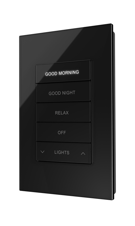 Crestron HZ2-DIMLVEX-GLASS-B – Horizon 2 0-10V Dimmer, infiNET EX, Black Glass, Engraved Remote Control Panels Crestron