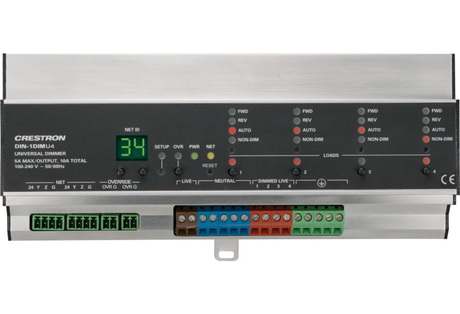 Crestron DIN-1DIMU4 – 4-Channel Universal Dimmer, 1 Feed, DIN Rail Mount Remote Control Panels Crestron
