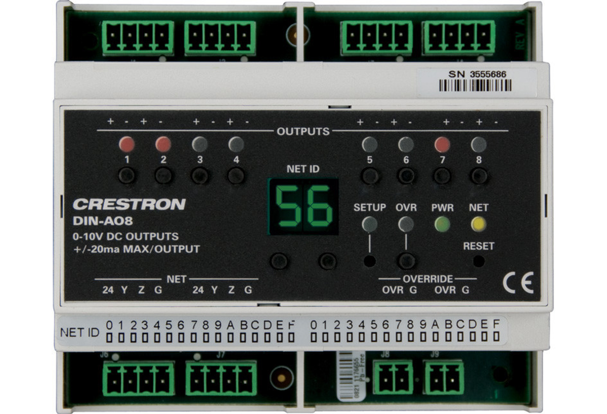 Crestron DIN-AO8 – DIN Rail 8-Channel Analog Output Module Automation Modules Crestron