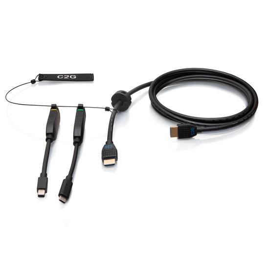 C2G C2G30056 10ft (3m) 4K HDMI® Premium Cable and Dongle Adapter Ring with Color Coded Mini DisplayPort™ and USB-C®