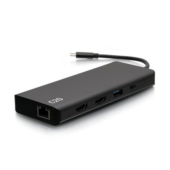 C2G C2G54487 USB-C® 9-in-1 Dual Display Docking Station with 60W Power Supply, HDMI®, Ethernet, USB, 3.5mm Audio and Power Delivery up to 60W - 4K 30Hz (TAA Compliant)