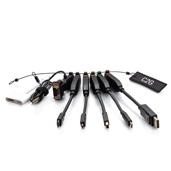 C2G C2G30286 Universal 4K HDMI® Dongle Adapter Ring with Color Coded Mini DisplayPort™, DisplayPort, USB-C®, Lightning, VGA, Mini HDMI, and Micro HDMI