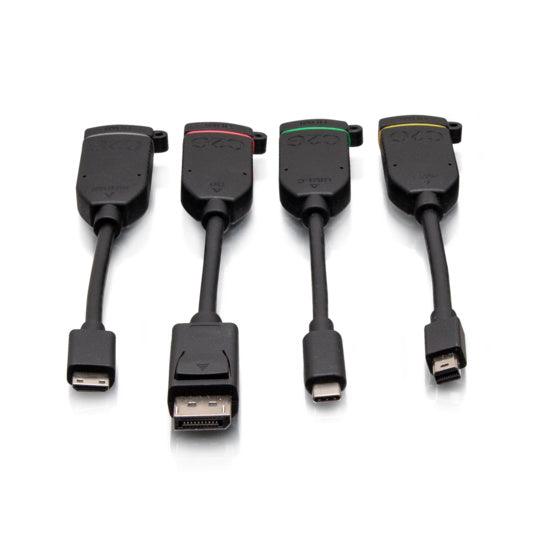 C2G C2G30280 Universal 4K HDMI® Dongle Adapter Ring including Color Coded Mini DisplayPort™, DisplayPort, USB-C®, and Mini HDMI Adapters with Antimicrobial Technology