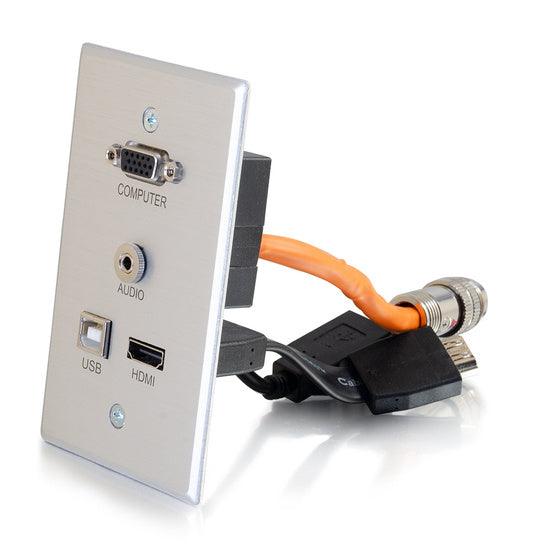 C2G CG60171 RapidRun VGA plus 3.5mm plus HDMI and USB Pass Through Single Gang Wall Plate