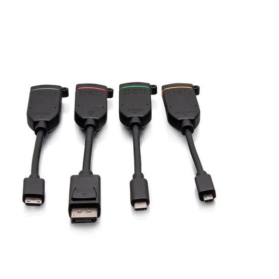 C2G C2G30291 Universal 4K HDMI® Dongle Adapter Ring with Color Coded DisplayPort™, USB-C®, Mini HDMI, and Micro HDMI