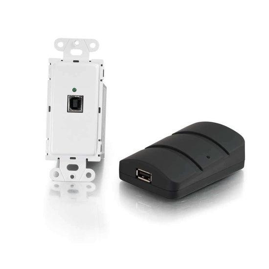 C2G CG53878 USB 2.0 Over Cat5 Superbooster™ Wall Plate Transmitter to Dongle Receiver Kit