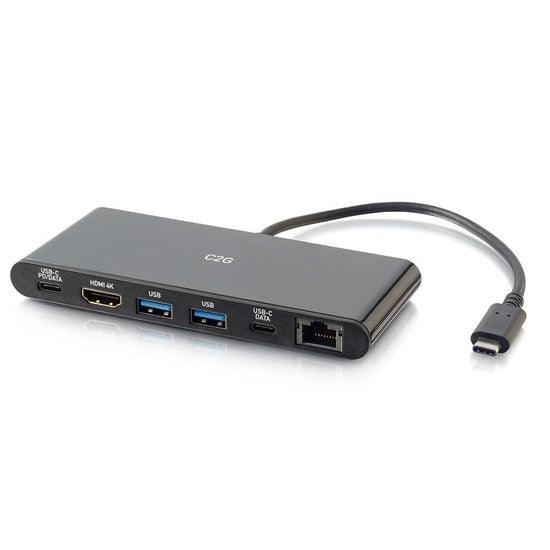 C2G CG28845 USB-C® 6-in-1 Mini Dock with HDMI®, Ethernet, USB and Power Delivery up to 60W - 4K 30Hz