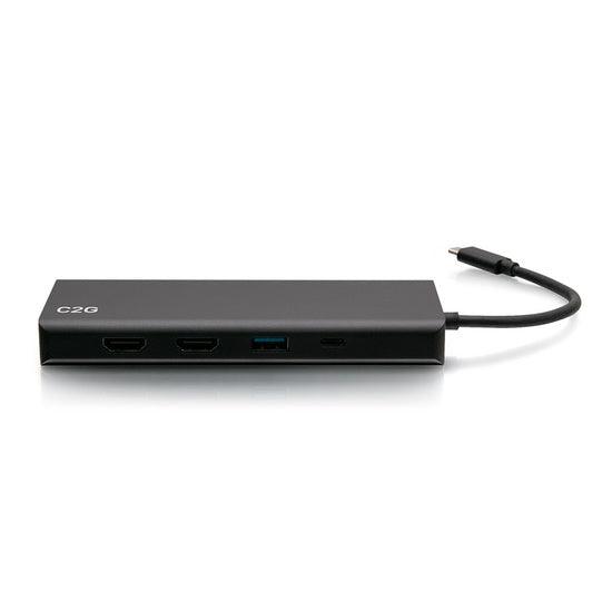 C2G C2G54487 USB-C® 9-in-1 Dual Display Docking Station with 60W Power Supply, HDMI®, Ethernet, USB, 3.5mm Audio and Power Delivery up to 60W - 4K 30Hz (TAA Compliant)