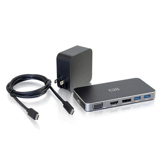 C2G CG54439 USB-C® 7-in-1 Dual Display MST Docking Station with HDMI®, DisplayPort™, VGA and Power Delivery