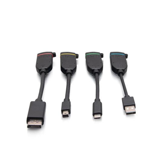 C2G C2G30285 Universal 4K HDMI® Dongle Adapter Ring including Color Coded Mini DisplayPort™, DisplayPort, USB-C®, and USB-A Male to USB-C Female Adapters with Antimicrobial Technology