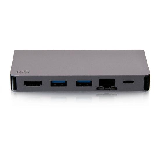 C2G C2G54457 USB-C 5-in-1 Compact Dock with HDMI, 2x USB-A, Ethernet, and USB-C Power Delivery