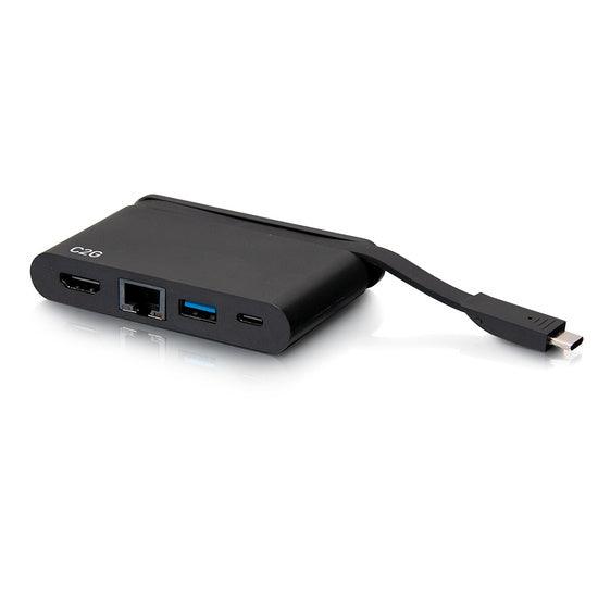 C2G C2G54455 USB-C 4-in-1 Compact Dock with HDMI, USB-A, Ethernet, and USB-C Power Delivery up to 100W - 4K 30Hz