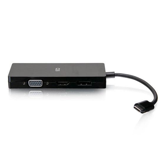 C2G C2G54454 USB-C® Multiport Adapter, 4-in-1 Video Adapter with HDMI®, DisplayPort™, DVI, andVGA - 4K 60Hz