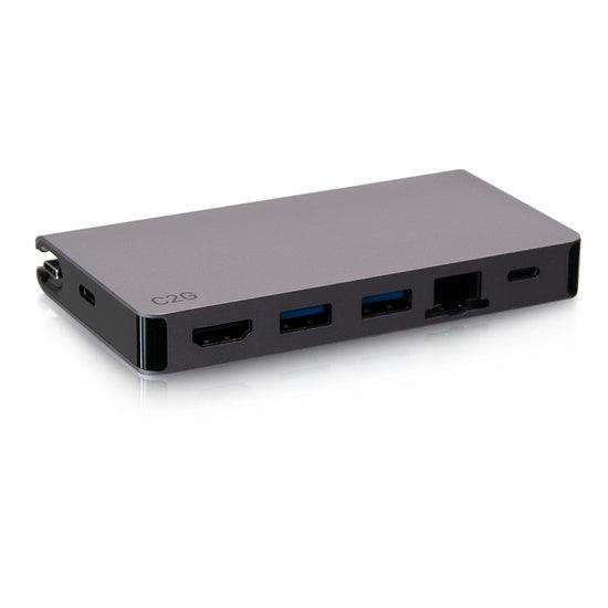 C2G C2G54457 USB-C 5-in-1 Compact Dock with HDMI, 2x USB-A, Ethernet, and USB-C Power Delivery