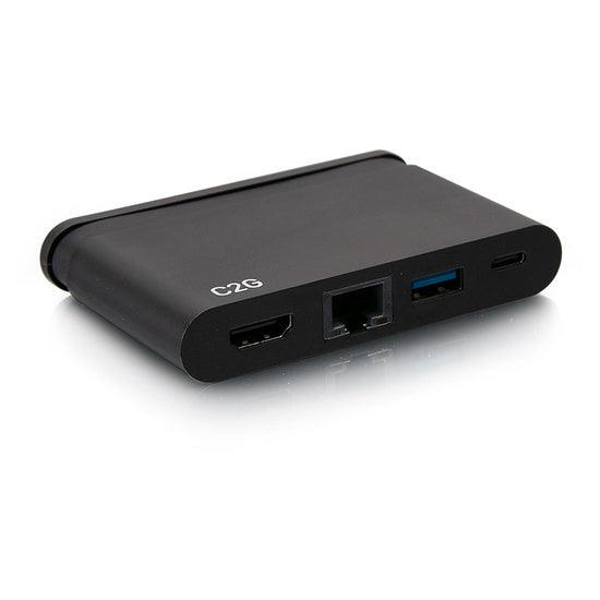 C2G C2G54455 USB-C 4-in-1 Compact Dock with HDMI, USB-A, Ethernet, and USB-C Power Delivery up to 100W - 4K 30Hz