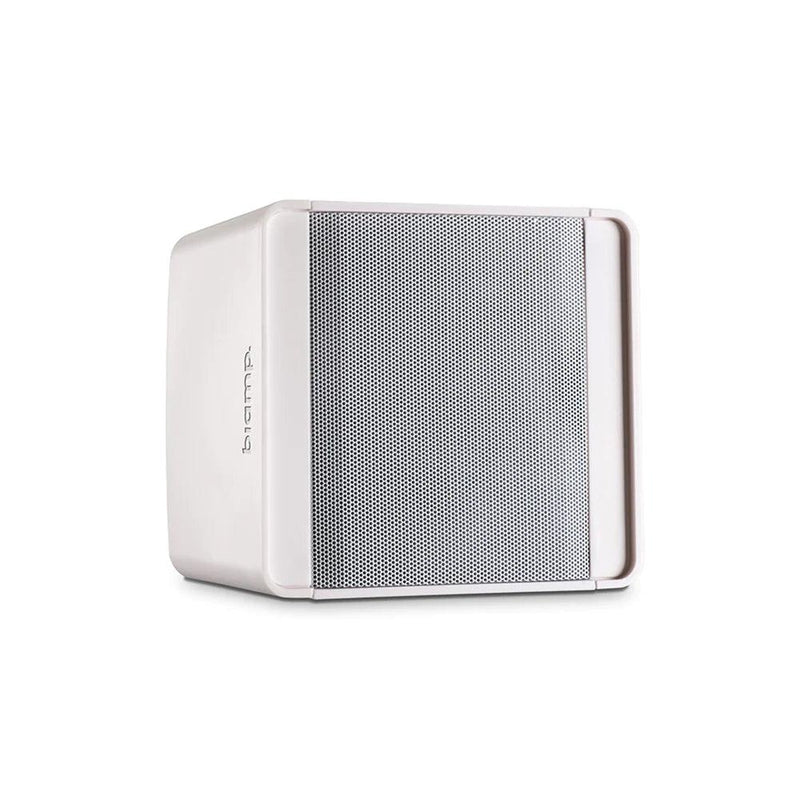 Biamp Desono KUBO3T 3" compact design full range surface mount loudspeaker, 70 - 100 volt / 10 watts or 16 ohms / 40 watts, mounting bracket and safety cable included (Pair, White) - 911.0686.900