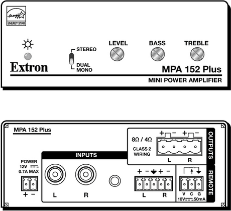 Extron MPA 152 Plus is a compact stereo mini amplifier delivering 15W RMS per channel, with 90 dB SNR and 0.1% THD+N—ideal for cost-effective, space-saving audio amplification.