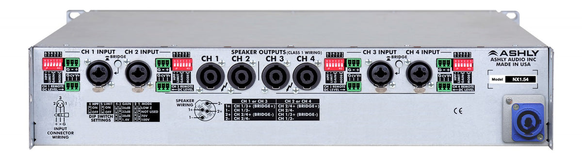 ASHLY NX1.54 Multi-Mode Power Amplifier 4 x 1.5KW @ 2/4 Ohms & 70V, 1250W @ 8 Ohms Amplifiers Ashly