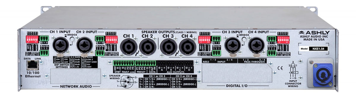 ASHLY NXE1.54BD nXe1.54 Multi-Mode Amplifier plus Dante and OPDAC4 Option Cards Amplifiers Ashly
