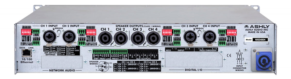 ASHLY NXE4004 Network Multi-Mode Power Amplifier 4 x 400 Watts @ 2/4/8 Ohms or 70V Amplifiers Ashly
