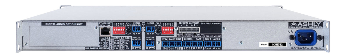 ASHLY NXE752BD nXe752 Multi-Mode Amplifier plus Dante and OPDAC4 Option Cards Amplifiers Ashly