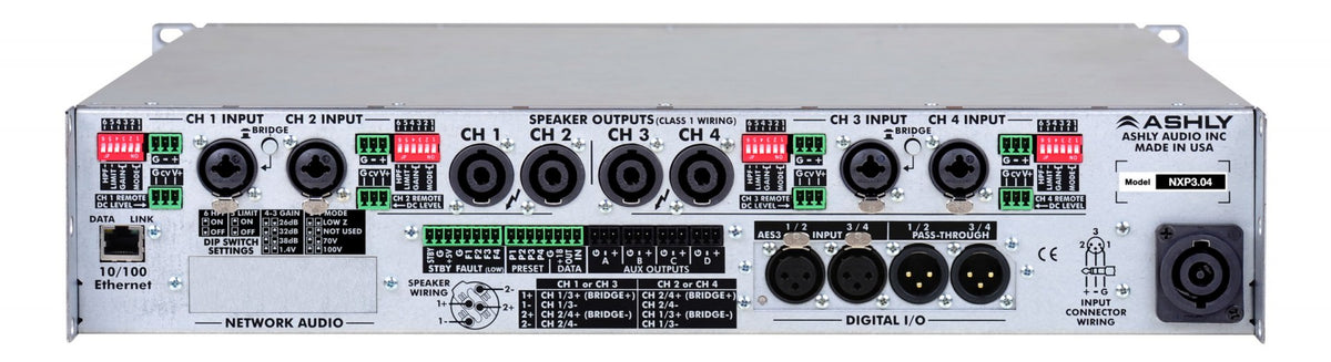 ASHLY NXP3.04 Network Multi-Mode Power Amp 4 x 3KW @ 2, 2KW @ 4, 1250W @ 8 or 2450W @ 70V w/ Protea DSP Amplifiers Ashly