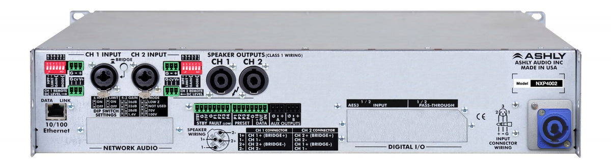 ASHLY NXP4002 Network Multi-Mode Power Amplifier 2 x 400 Watts @ 2/4/8 Ohms or 70V with Protea DSP Amplifiers Ashly