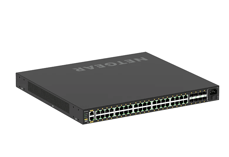 Netgear GSM4248P-100NAS Managed Ethernet Switch w- 48 Ports (40 x 10-100-1000BASE-T RJ45 and 8 x 1000BASE-X SFP) - Creation Networks