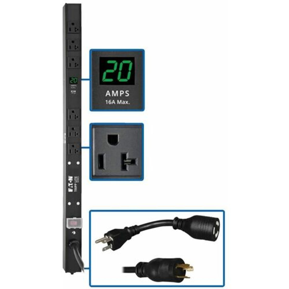 Eaton PDUMV20-24 – 2kW Metered PDU, 0U Vertical 24-in. Rack PDUs Eaton